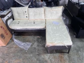 SINOFURN 2 -Piece Rattan Off-white Patio Conversation Set