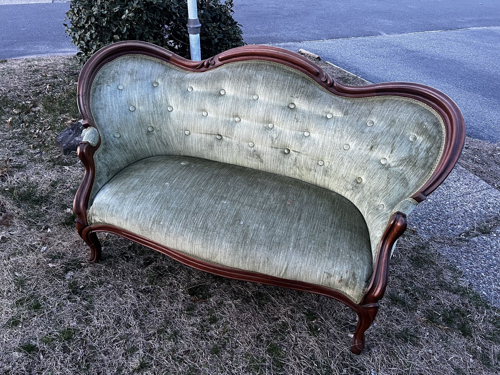 Antique Vintage Rococo Walnut Settee love seat couch sofa 1800s