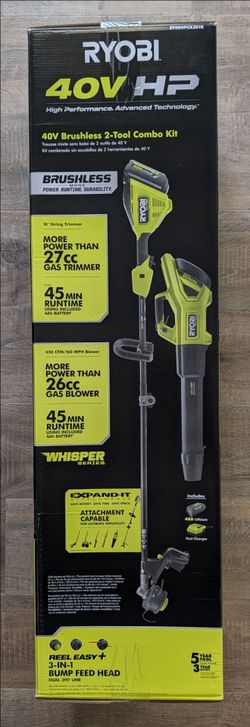 Brand New RYOBI 40V HP Brushless Trimmer & Blower Combo (Battery & Charger Included)
