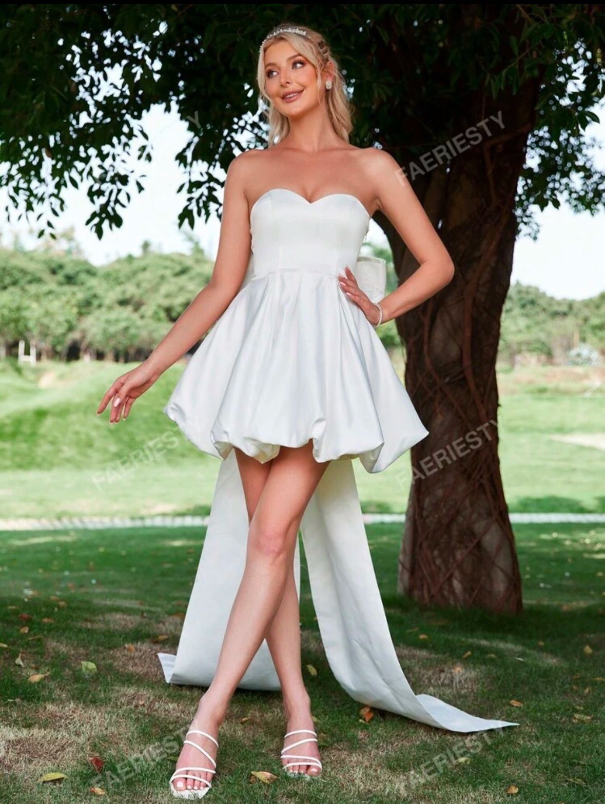 Satin Wedding Dress With Big Bow