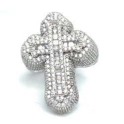 925 Silver CZ Cross Ring 11.10g Size 10 187638