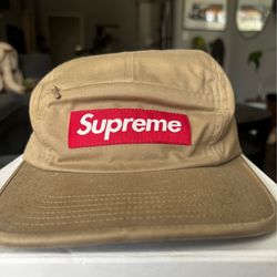 Supreme Camp Cap Khaki Box Logo 5 Panel Hat Adjustable Strapback