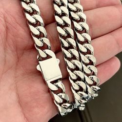 *New* 18K White Gold Polished MIAMI CUBAN CURB LINK NECKLACE 