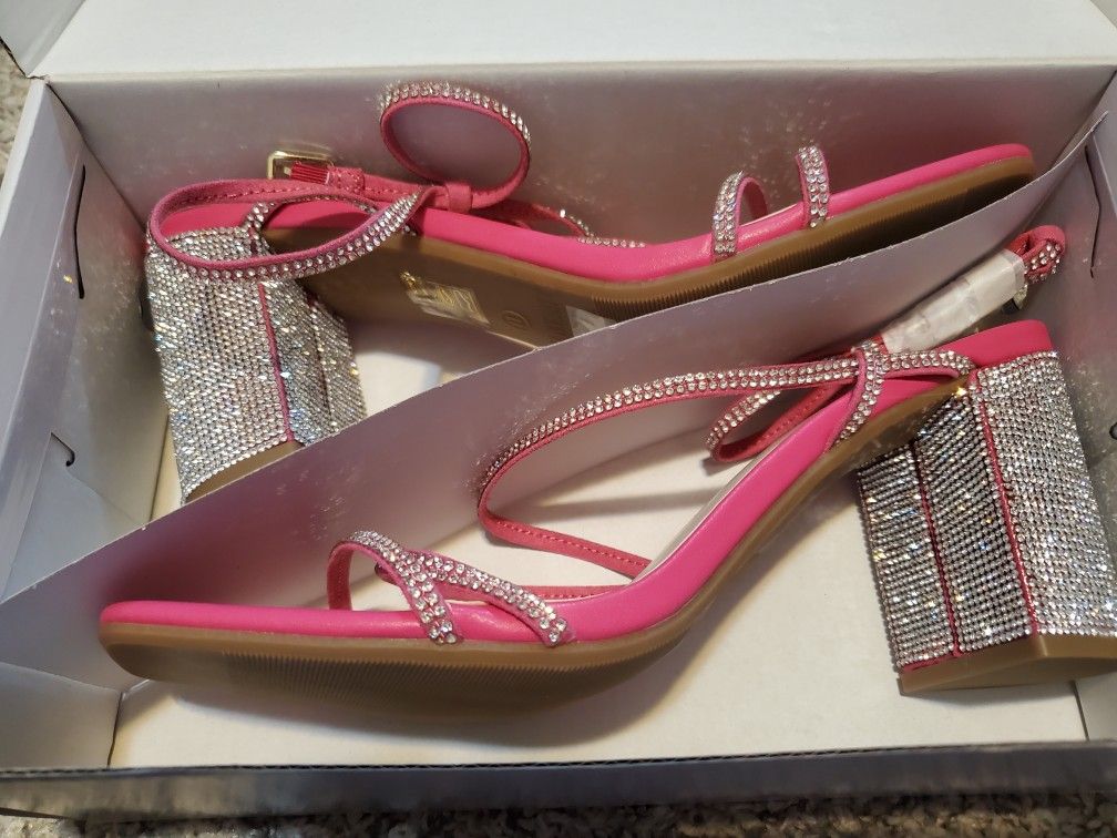 Hot Pink Rhinestone Heel