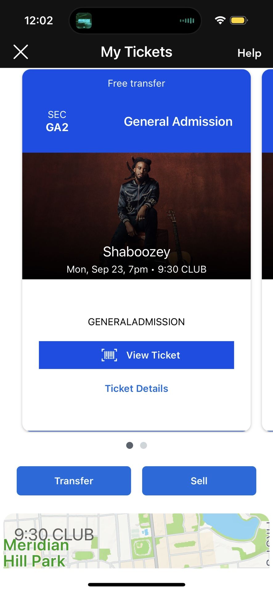 2 Shaboozey Tickets For DC Tonight.