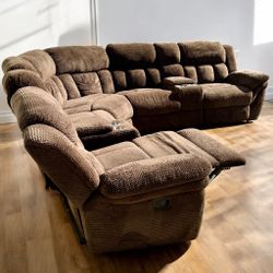 (Sold) Large 7pc Family Recliner Sectional Sofa 