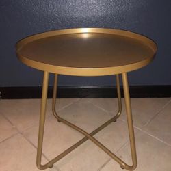Round Gold Metallic Metal Accent Coffee Side Table Home Decor Furniture Office 