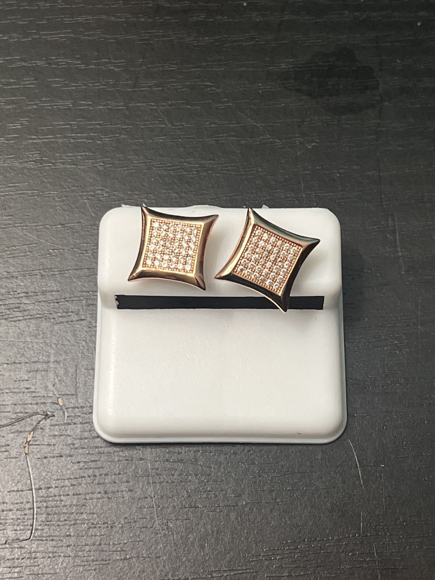 Rose Gold Diamond Sq Earrings