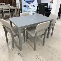 Compact Gray Dining Set - Seats 4, Space Saver!
