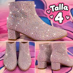 Rhinestone Crystal Ankle Boots Size 4