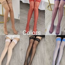 Ladies Lace Top Garterless Nylons, Perfect For Summer Dresses and Skirts. Pick Your Color. 1 Pair 
East or West
