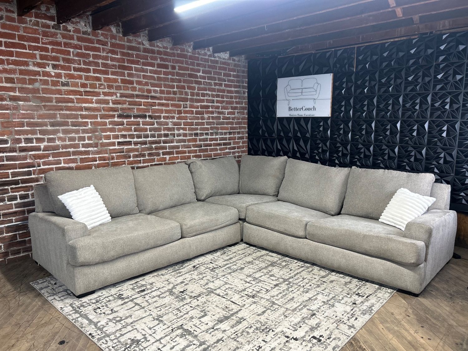 Free Delivery Gray 3pc L shape sectional couch sofa