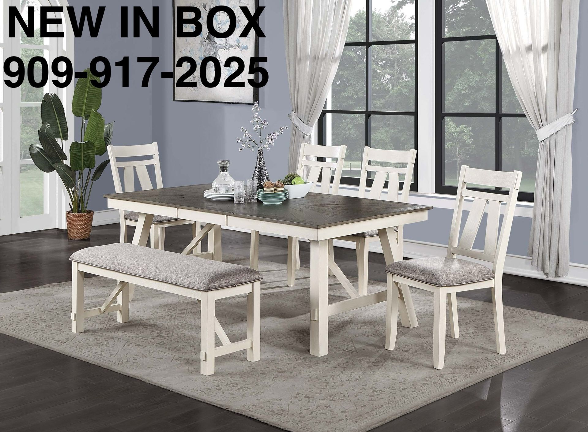 TWO TONED DINING TABLE SET. FINANCING AVAILABLE IF NEEDED