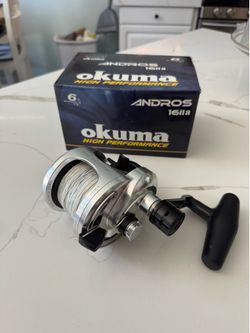 Like new Okuma Androis 16 two speed. with clean line ready to fish.