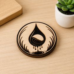 Wooden Fridge Magnet Laser Engraved Water Drop Art Round Kitchen Decor Gift