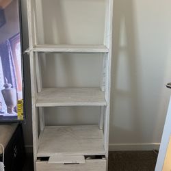 Distress White Ladder Shelf 