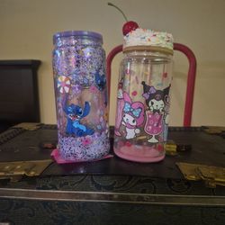 Hello Kitty, Stitch, Glitter, Cup