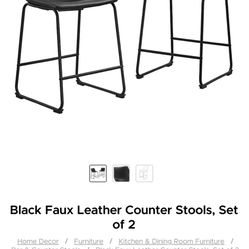 Black Faux Leather Counter Stools