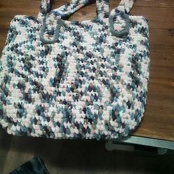 Multi Color Crocheted Tote Bag