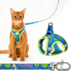 PetThem Cat Harness and Leash Set, Hawaii  Green