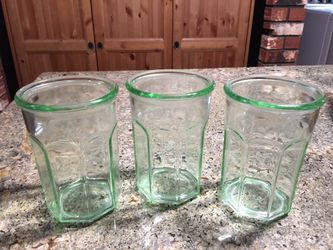 Set of 3 Large Green Glass Tumblers Glassware