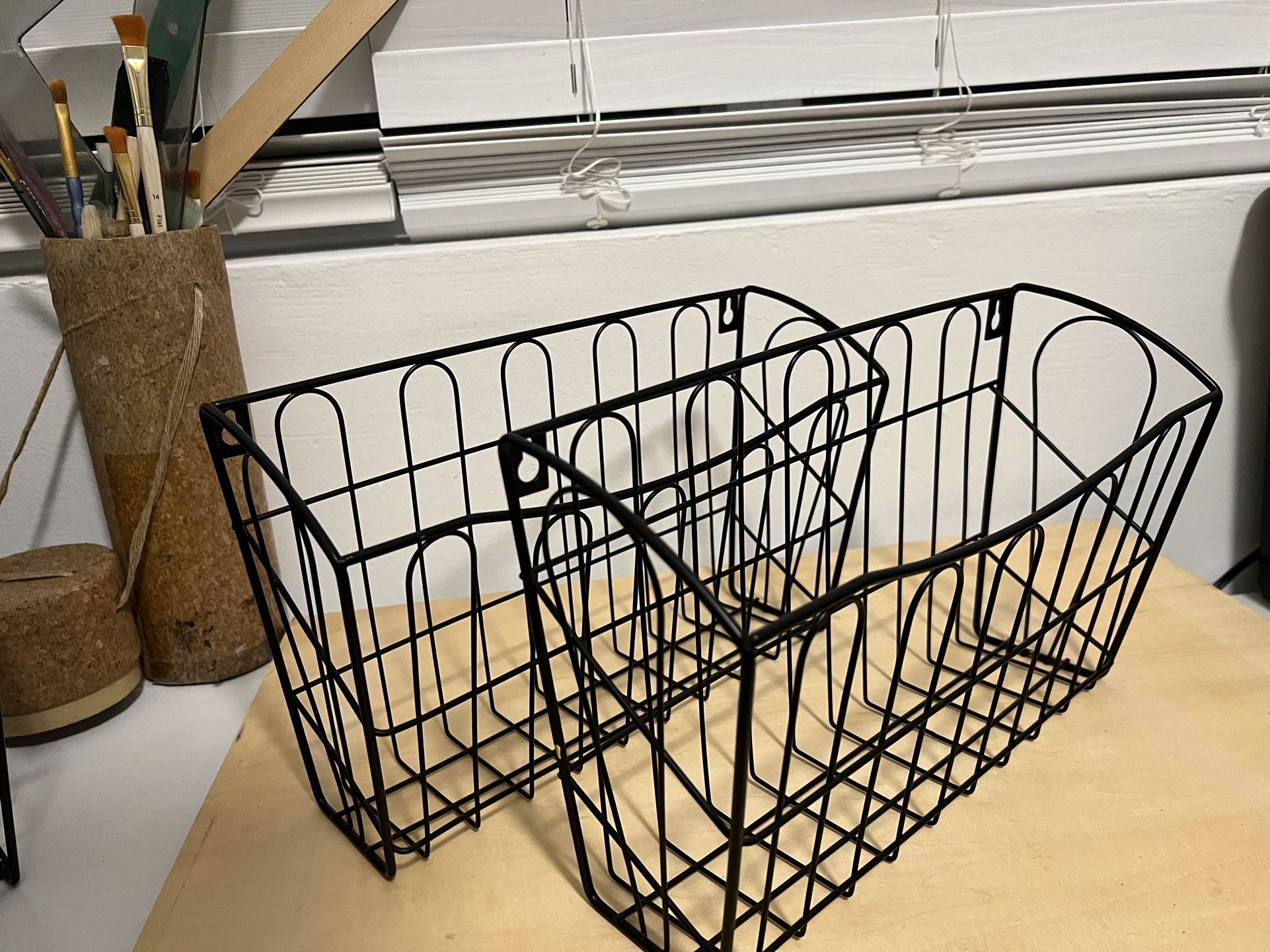 Black Industrial Hanging Office Baskets (3) 