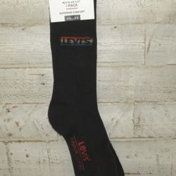 GAY PRIDE Levi's Designer Men's Rainbow Stripped New Active Crew Cut Socks Black