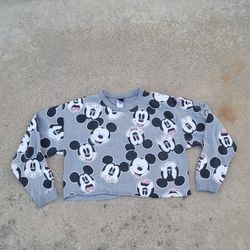 Disney Mickey Mouse Cutoff Crop Sweatshirt All Over Print 