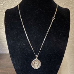 10K Solid Gold Chain and Pendant For Wedding 18 Inches Long 