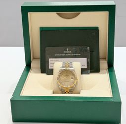 Rolex 36mm DateJust Factory Champagne Diamond Dial with Service Card