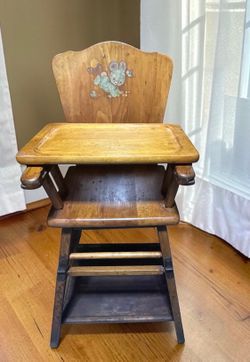 Vintage Convertible Wooden High Chair