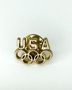 Vintage Collectible Olympics Games USA Gold Tones Pin Lapel 0.73mm