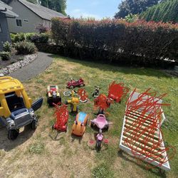 Lots of Ride-On Bikes, Firetruck, Trucks, Trikes