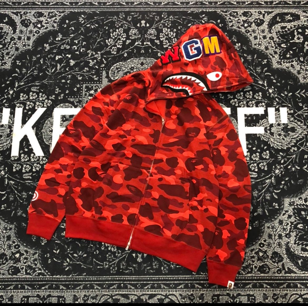 Bape Zip Up Camo Hoodie Colour red Material 100% Cotton