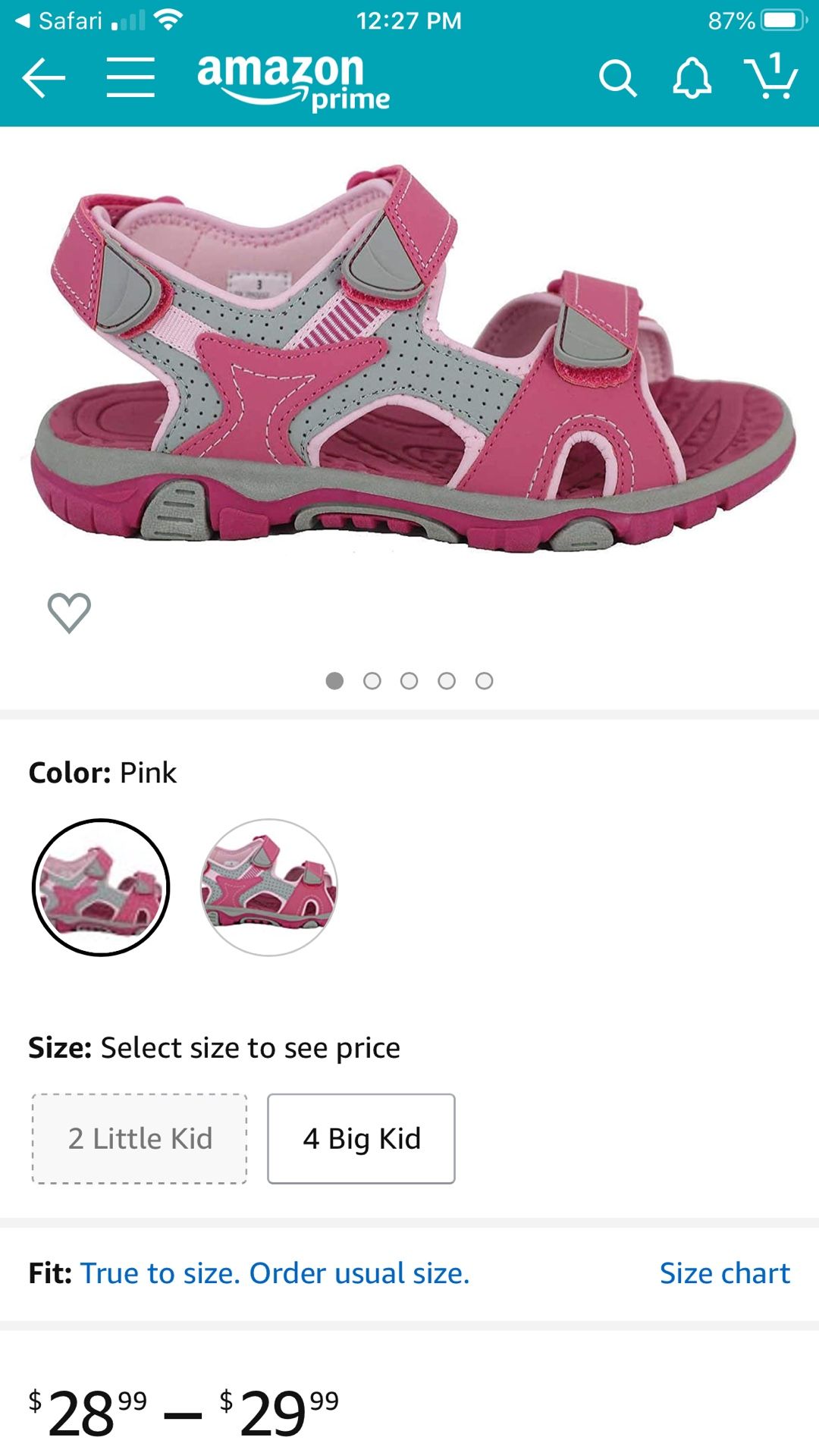 Khombu Girl’s River Sandal - size 2