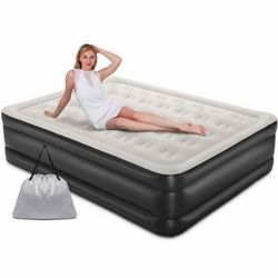 Ophanie Queen Air Mattress 18-Inch Elevated Inflatable Bed with Built-in Pump Puncture-Resistant Quick Inflation/Deflation Portable for Camping &