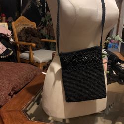 Black Knitting Long Strap Little Sak 