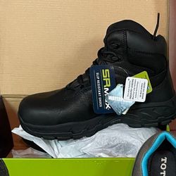 SAFETY STEEL TOE  & SLIP RESISTANCE  WOMEN  BLACK WORK  BOOTS SIZE 7.5 - New In Box