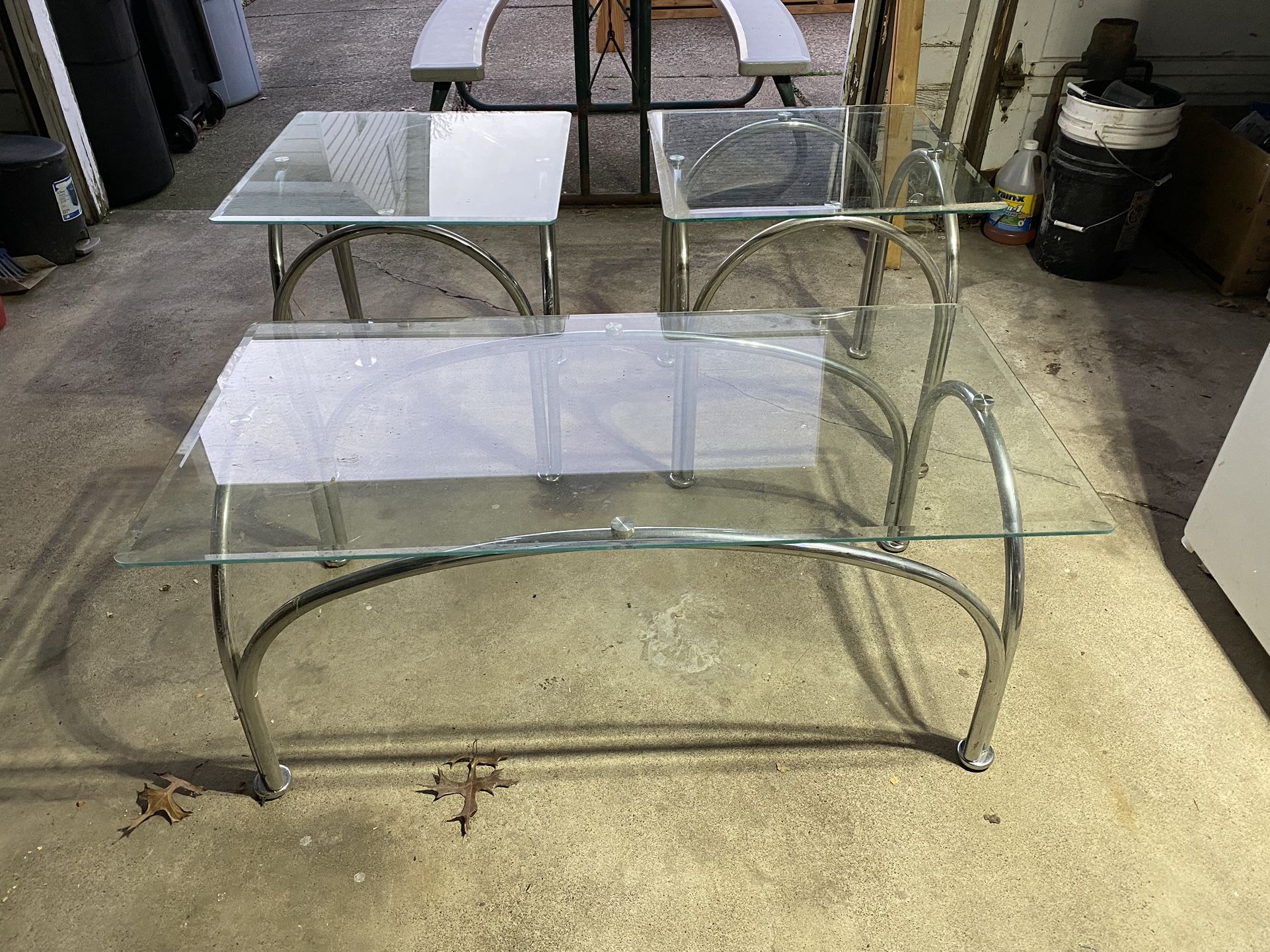 Glass Coffee Table, and Two Side Tables