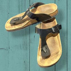 Birkenstock Gizeh Women’s Sandals In Black Patent Leather Size 37 EU/ 6.5 US