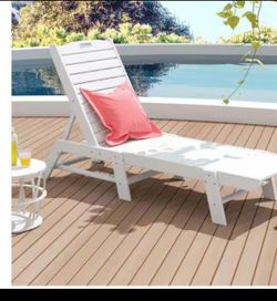 SKU#:OP2003-WH  LAGUNA POLY RECLINING  CHAISE LOUNGE, WHITE