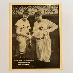 1943 BABE RUTH Ted Williams Press Photo 13 X 10