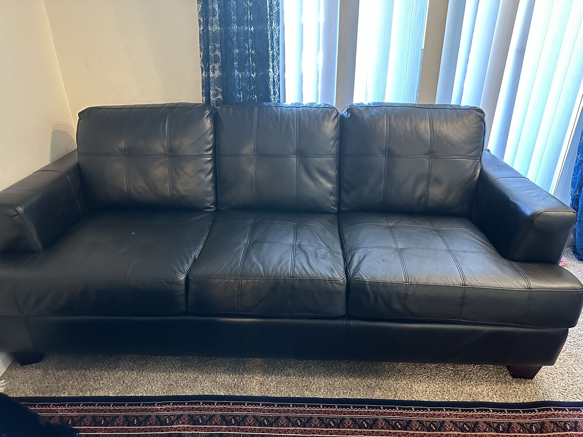 Two Set Of Couches Black Color With Two Coffee Table In Two Size