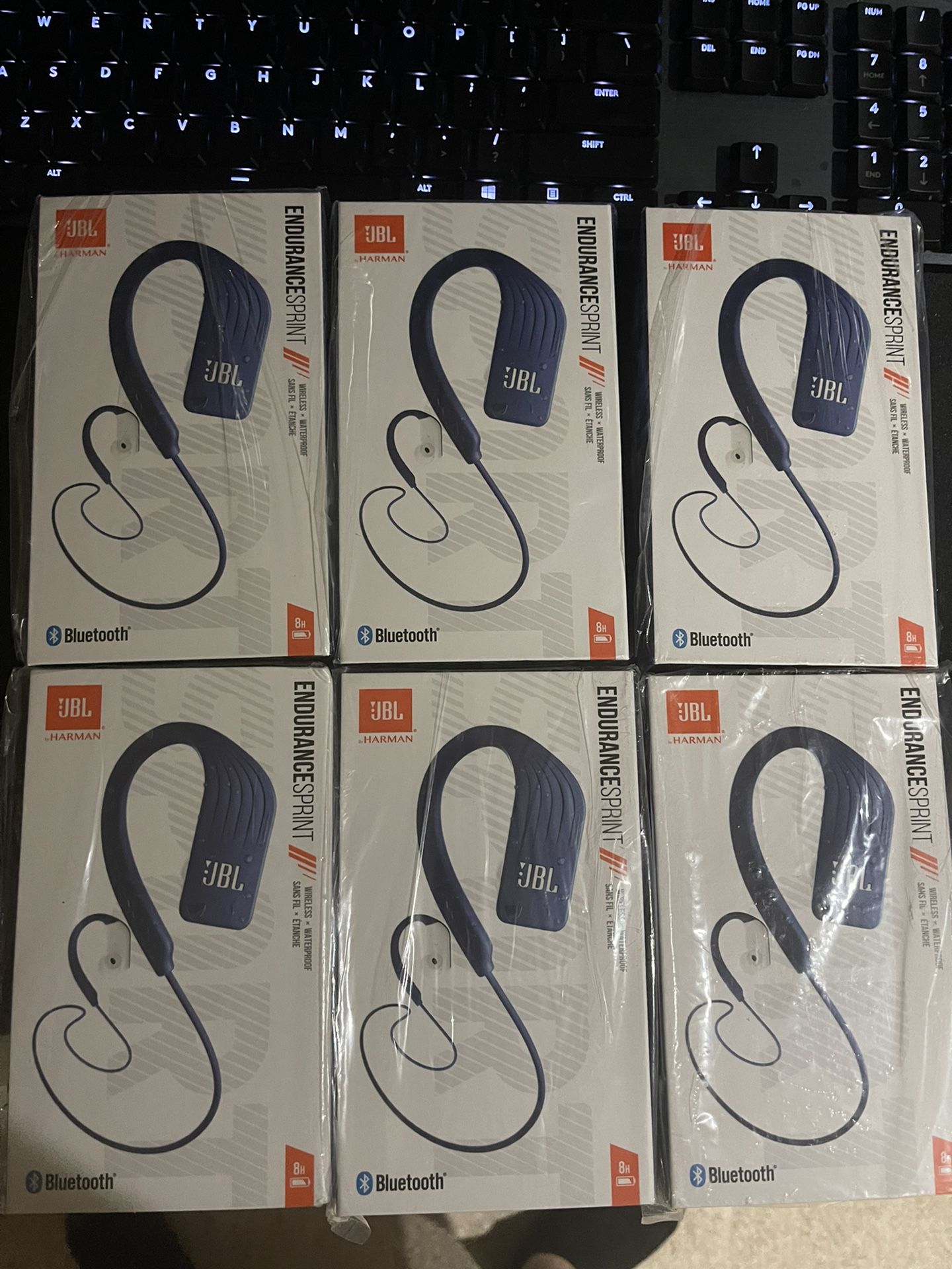 Blue JBL Endurance Sprint Wireless In-Ear Headphones. Brand new sealed