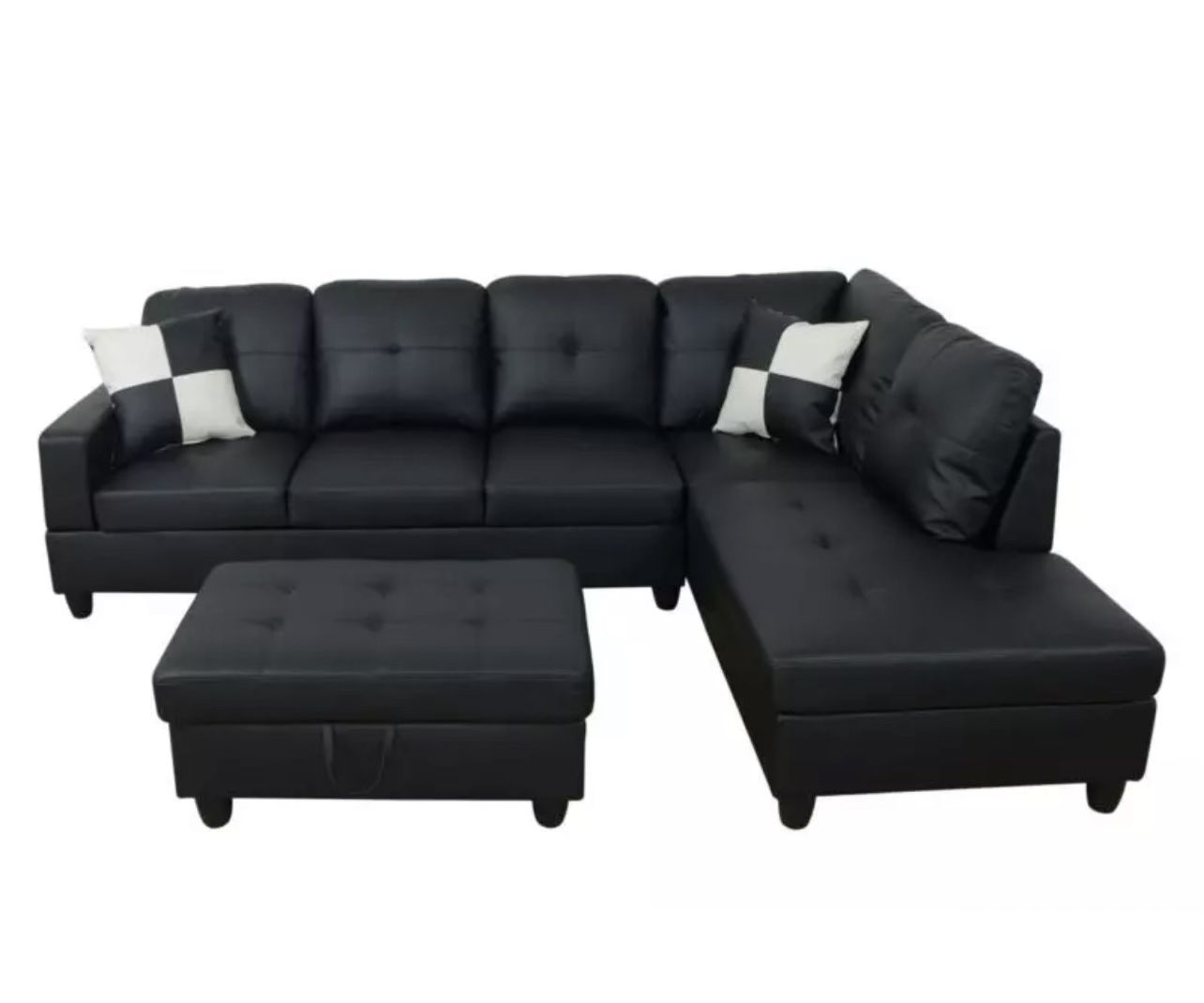 Black Sectional Couch With Ottoman