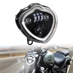 LED Headlights for Kawasaki Vulcan 650 15-25, Projector LED Headlamp Front Lights with High Low bean DRL Halo Ring lights for Kawasaki Vulcan S 650 EN