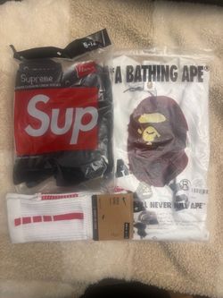 BAPE T-Shirt, Supreme Socks & Nike Elite Socks Bundle