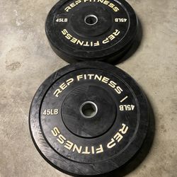 Pair of 45 lbs REP Fitness Bumper Weights - 90 lbs total
