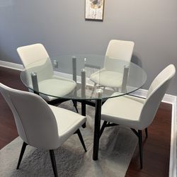 Glass Table With 4 Chairs