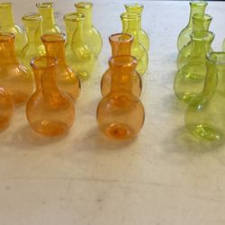 Bud Glass Mini Vases Flower, Flores DIY, Home Decor, Wedding, Art, Craft Green, Yellow, Orange